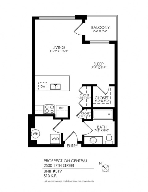 a floor plan of a 1 bedroom floor plan